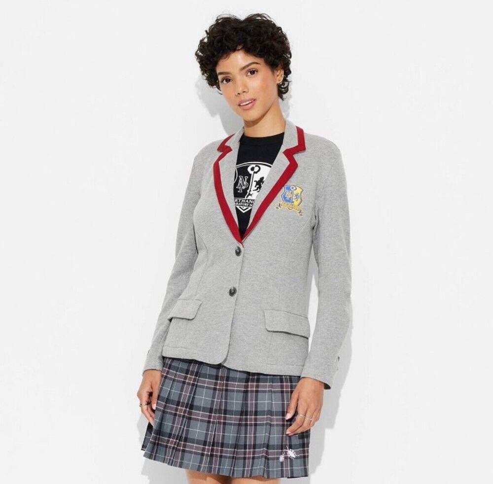 Women's Target Exclusive Beetlejuice Astrid Graphic Blazer - Heather Gray XS